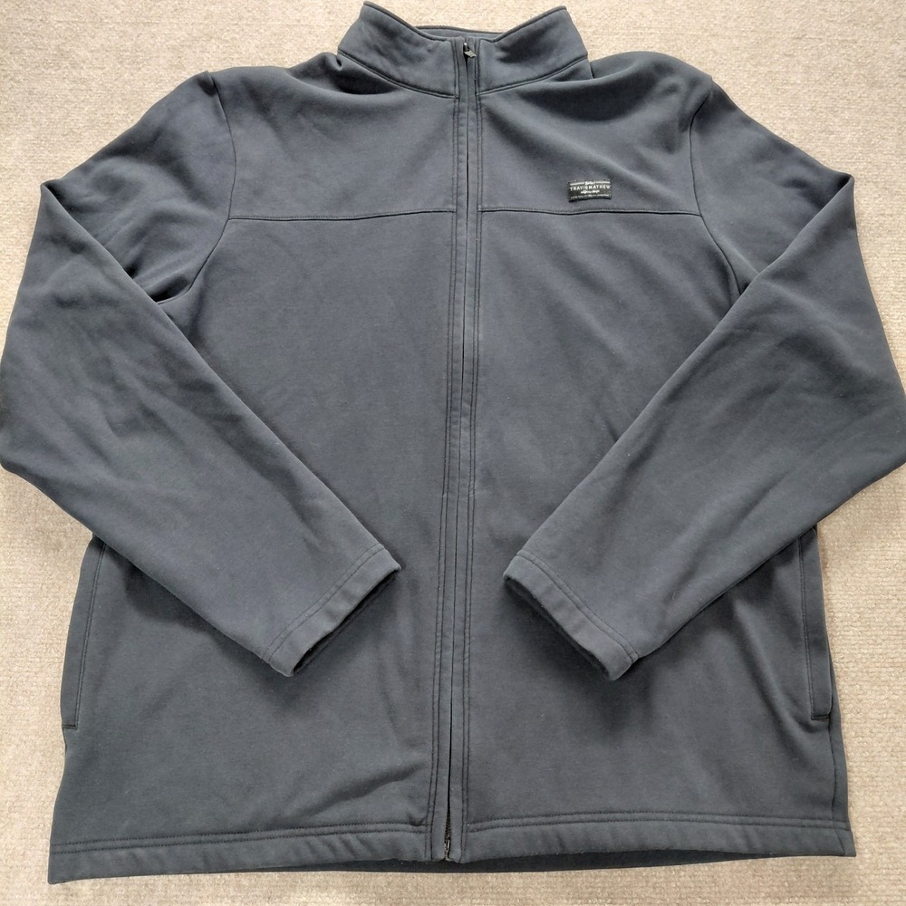 Travis Mathew Jacket Mens LARGE Blue Gray Full Zip Golf Performance Fleece *FLAW